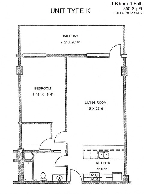 Residences at Capitol Heights Apartment 2D floor plan - Sage